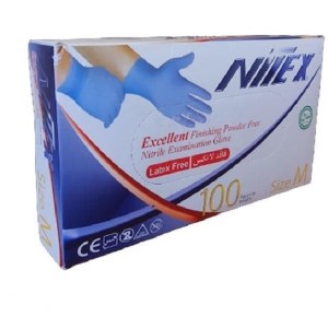 دستکش نیتریل آبی سایز مدیوم M مارک نیتکس Nitex